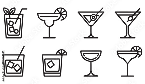 Classic and modern cocktail icon collection ideal for restaurant branding, club events and drink menus
