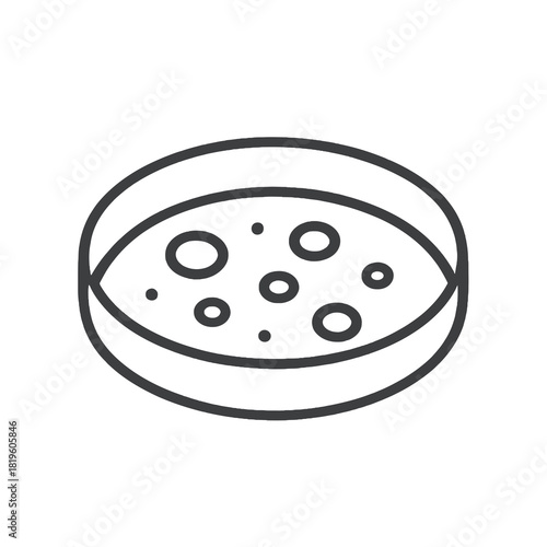 Fine line petri dish icon showing lab culture growth, ideal for biology experiments, microbial research and scientific analysis visuals