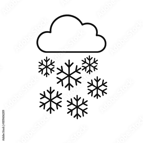 Fine line snowflake icon set in falling motion, minimalist black outline, ideal for winter visuals, Christmas themes and seasonal atmospheric design assets