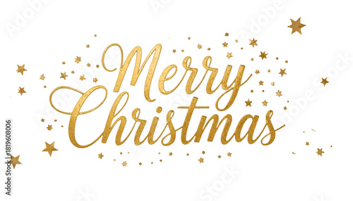 Elegant Golden Merry Christmas Greeting with Sparkling Stars