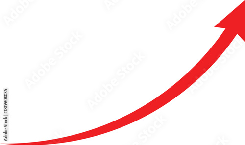 Red upward arrow curved growth, success, and progress symbol PNG