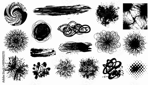 Abstract black and white graphic textures and designs for backgrounds  