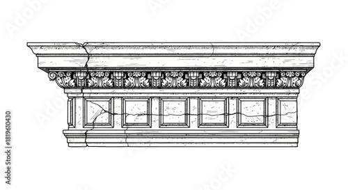 Architectural frieze with decorative reliefs in classical style  