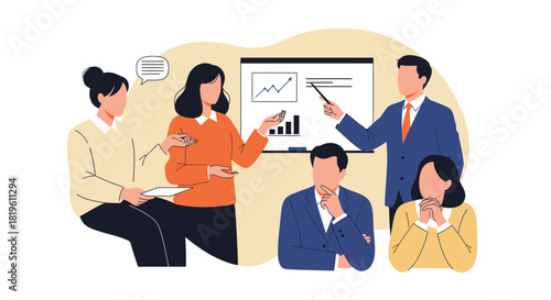 Business meeting with presentation and discussion.