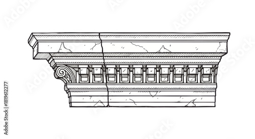 Classical architectural column capital design in detailed illustration  