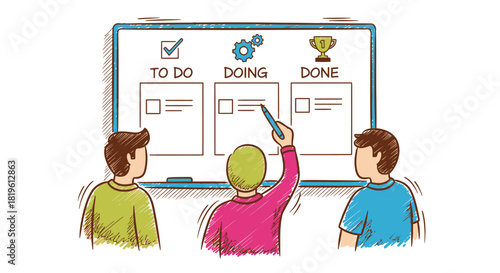 Agile project management board with team collaboration.
