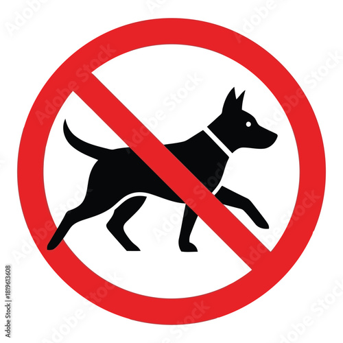 No dogs allowed sign with black silhouette of a dog