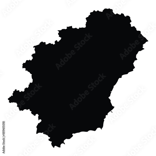 Black silhouette map of the auvergne rhone alpes region of france