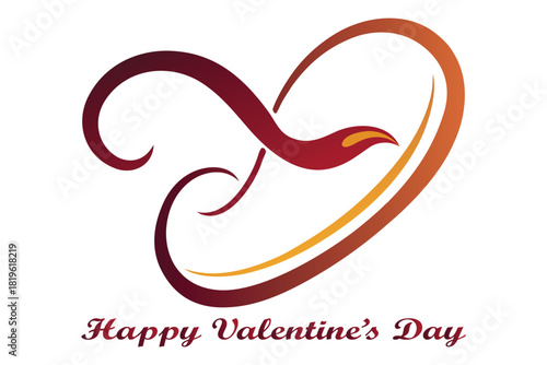 Liquid Ink Calligraphy Heart Valentine Vector