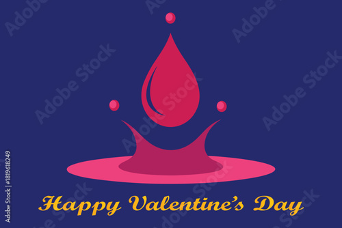 Crimson Liquid Drop Splash Valentine Vector on White Background