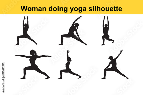 Woman doing yoga silhouette