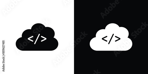 Cloud code icon design concept. vector flat icons