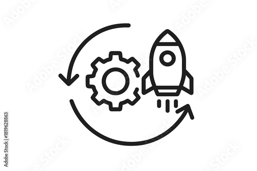 Process optimization and startup launch mechanism with gear and ascending rocket