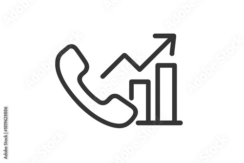 Telephone receiver and rising bar chart symbolizing business growth and communication success
