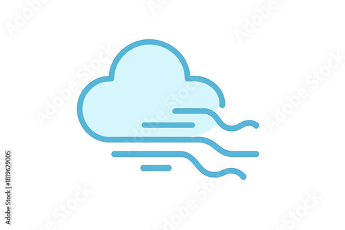 Simple weather symbol showing a cloud with strong wind blowing