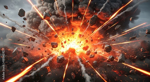 Explosive Force - A Dynamic Display of Energy and Destruction.