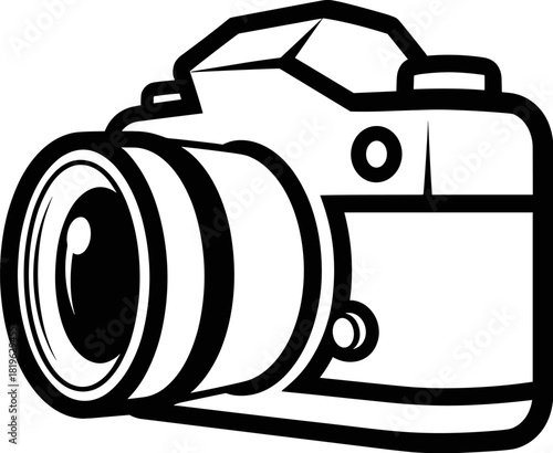 Vintage red toy car with a retro camera style illustration