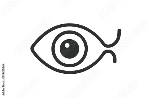 Simple line symbol depicting a human eye used for view and visibility functions