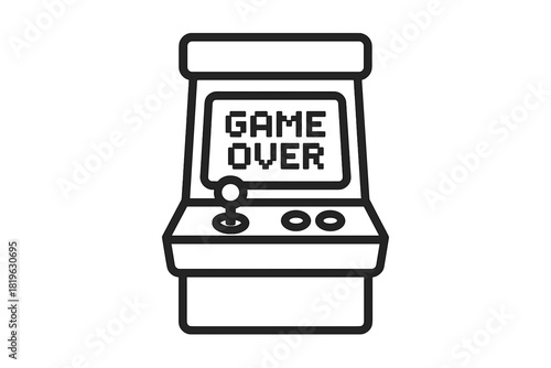Classic retro gaming machine displaying pixelated game over message on the screen