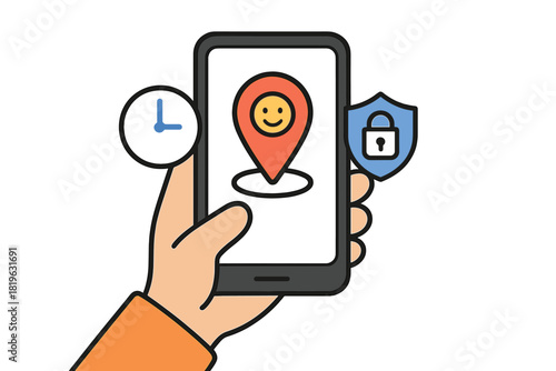 Secure mobile location tracking and time management application interface