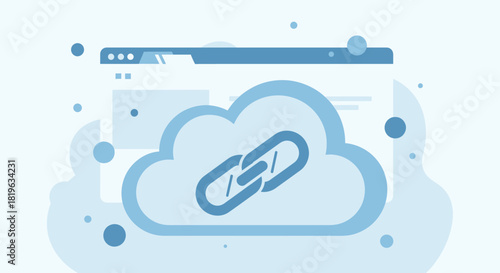 Cloud computing with hyperlink symbol representing data transfer and digital connection