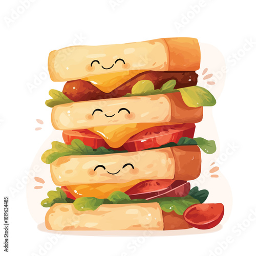 Sandwich animation vector design for motion graphics and color icons