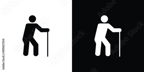 Person walking with cane icon design concept. vector flat icons