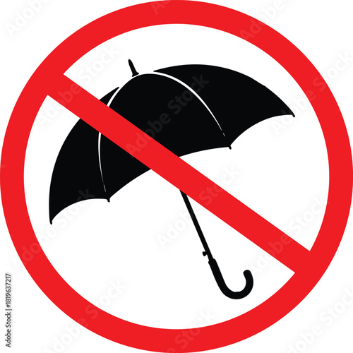No umbrella sign a prohibition symbol in red circle vector illustration isolated on white background