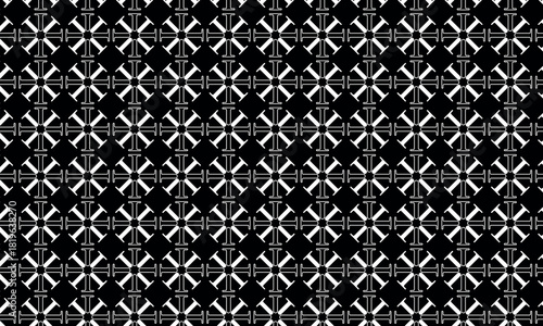 T pattern like snowflake. Black and white minimalist monochrome geometric abstract vector seamless ornament for textile, fabric, interior, ceramic, wallpaper, paper decoration