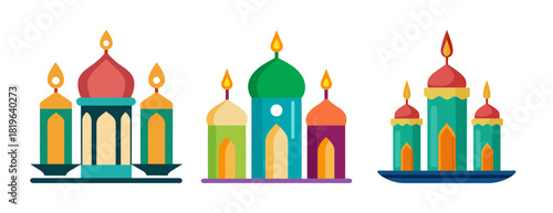 Festive eid lanterns and candles for celebrations