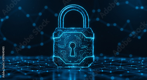 Wallpaper Mural Digital padlock in cyberspace cybersecurity and data protection Torontodigital.ca