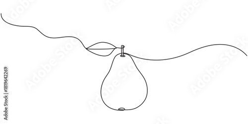 Abstract shaped pear. single line pear icon, Pear minimal vector line illustration. Single lineart drawing illustration, A single line drawing of an pear. Continuous line thanksgiving icon in color