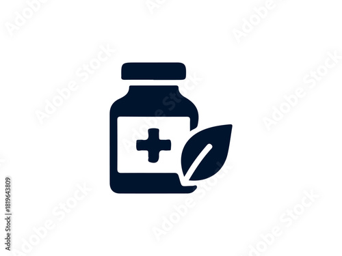 Herbal Medicine Bottle Icon – Natural Healthcare Symbol
