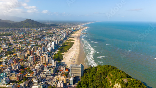 Praia de Matinhos, Parana. Aerial view of Praia Brava, in Caiobá and city of Matinhos, Paraná, Brazil