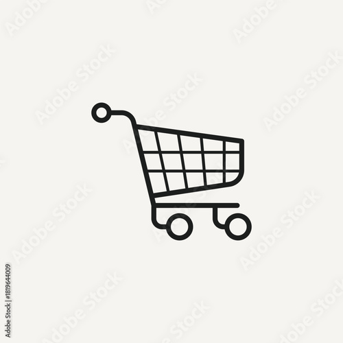 This minimalist shopping cart silhouette icon represents commerce, retail activity, and the purchasing process, This icon is perfect for use in websites, mobile apps, user interfaces, promotional