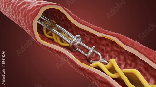 3D Animation of Coronary Artery Stent Expansion in a Blood Vessel