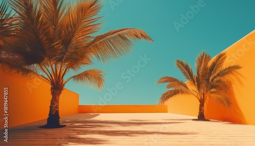 fashion canarian minimal tropical location palm tree and summer shadows travel aesthetic stylish wallpaper