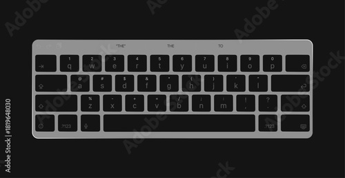 Virtual keyboard vector design showing keys, modern minimal interface, and touch interaction for mobile, tablet, app mockups, UI design, and digital device projects.