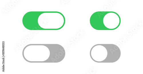 Toggle button vector showing on and off states, modern minimal interface, and interactive UI element for mobile, web, app mockups, and digital design projects.