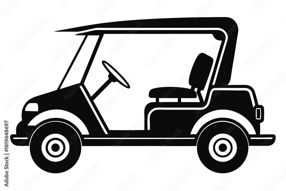 Fototapeta premium Isolated golf cart showcases its silhouette, providing simple transportation for golfers to maneuver the course