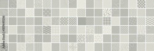 Collection of vector seamless geometric ornament patterns in different styles. Monochrome repeatable backgrounds. Endless prints, textile textures