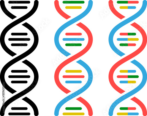 vector dna icons isolated on white background. flat dna structure molecule illustration. genetics theme