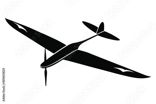 Silhouette of a small airplane shows dynamic lines and powerful aviation aesthetics