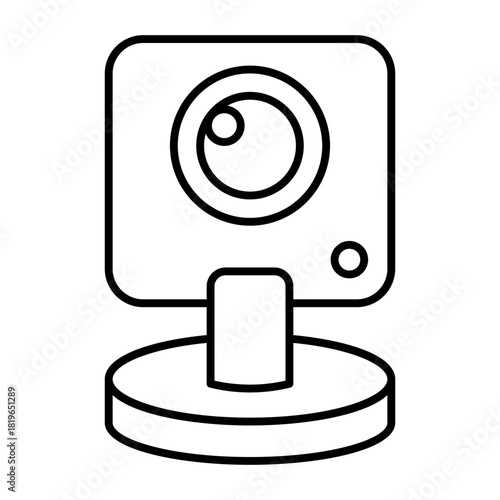 Webcam with microphone thin line icon, portable electronics device concept, computer video camera sign on white background, outline style for mobile web design. Vector graphics.