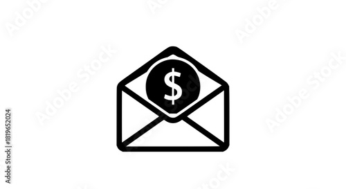 Finance inbox black white icon
