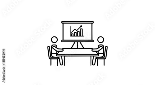 Whiteboard conference black white icon