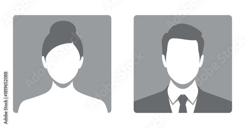 Profile Placeholder Vector Set for Man and Woman in Gray Tones on White Background 190 Characters