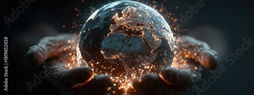 world concept digital hand virtual innovation planet global earth globe technology. magic world concept digital money interface background user future network mobile business africa connect multimedia