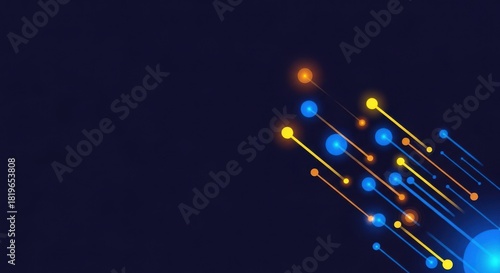 Abstract technology background with glowing lines and circles design