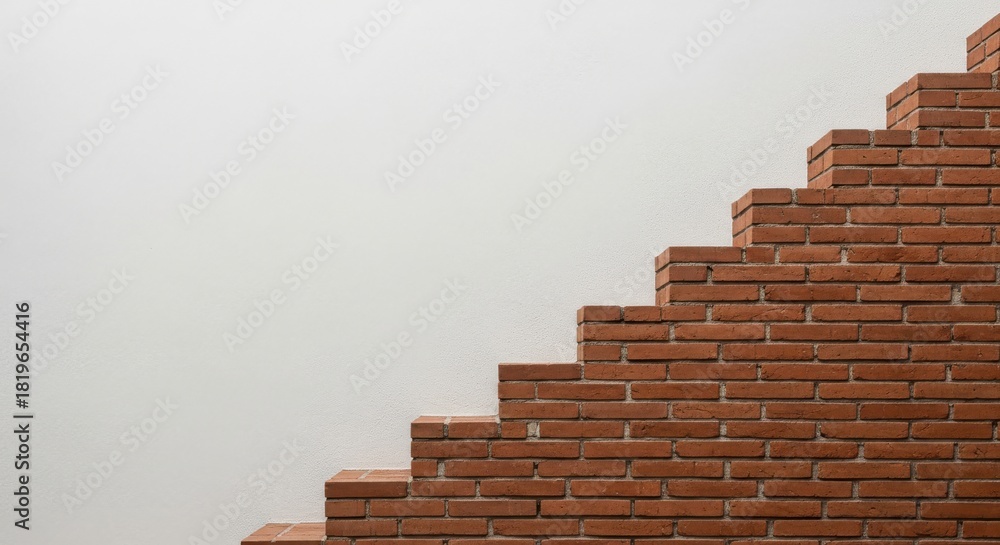 Obraz premium Brick wall steps design texture background construction architecture